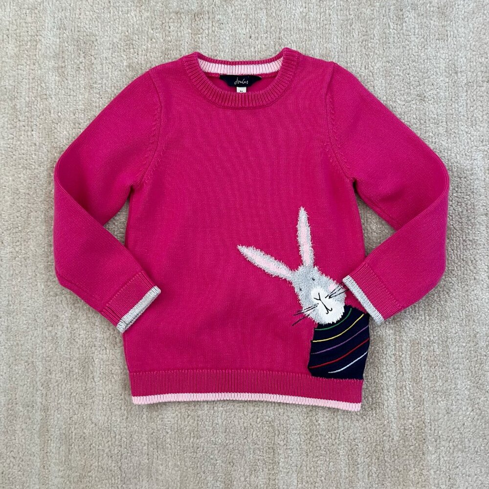Joules Girls GeeGee Bunny Pink Cotton Jumper Sweater 5